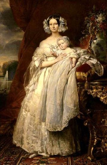 Franz Xaver Winterhalter Portrait of Helena of Mecklemburg-Schwerin, Duchess of Orleans with her son the Count of Paris oil painting image